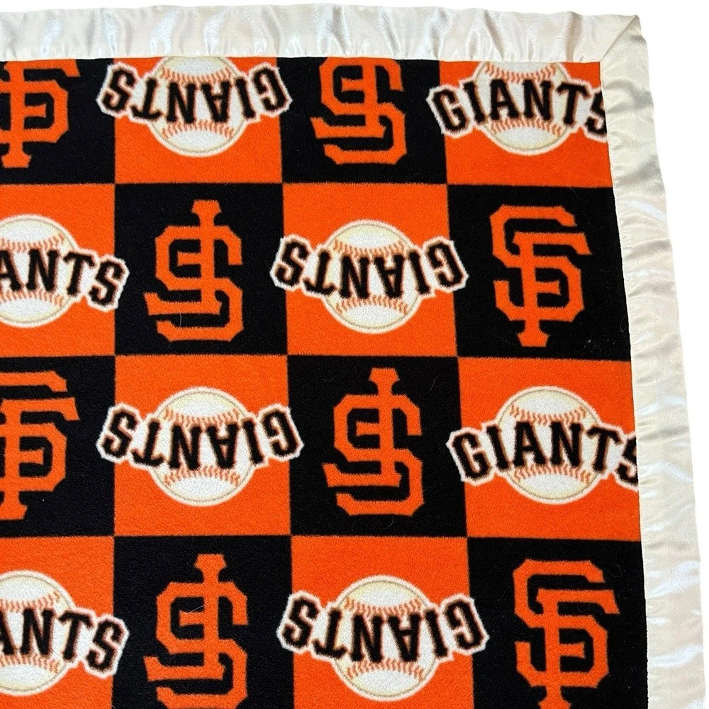 San Francisco Giants MLB Stadium Blanket Throw Fleece Checkered Satin Border